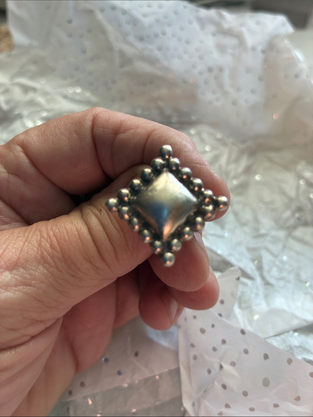 925 Ring Created from Mexican Silver Earring
Size 8.